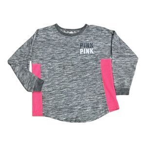 Pink Victoria Secret Sweatshirt Size L Pink Gray Pullover Crewneck Cotton Blend